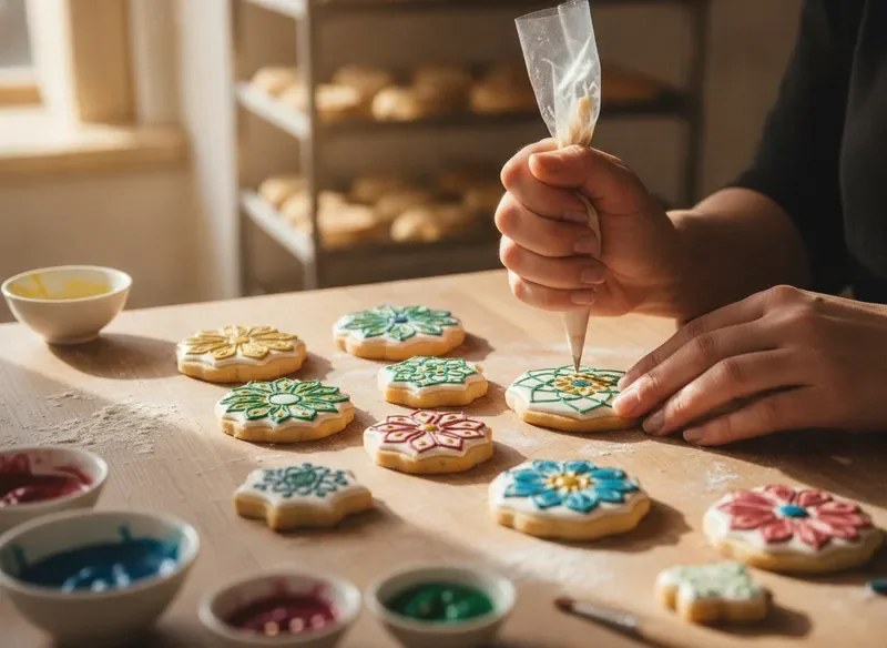 Artisan cookie decorating in our Charlotte kitchen