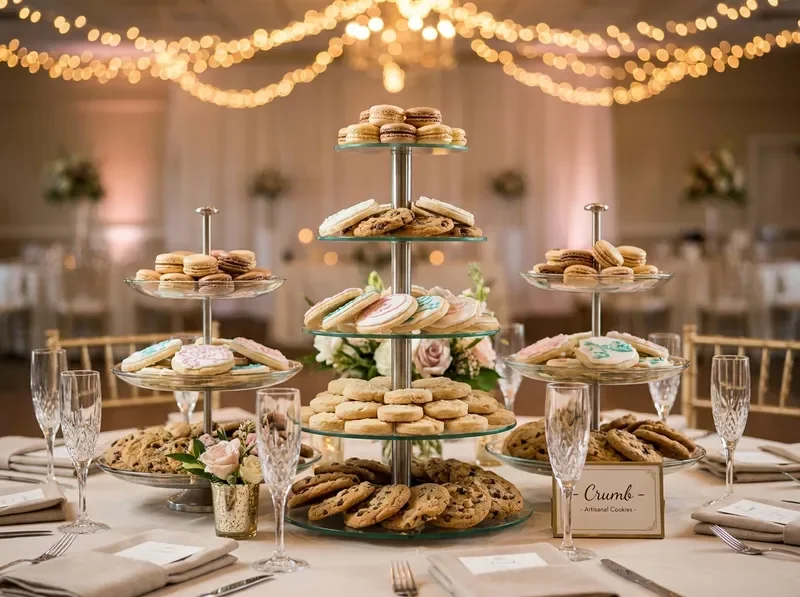 Large cookie catering spread for a wedding event